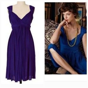 Anthropologie Country Mile Dress by C Keer Blue Draped Twist Midi Sleeveless XS